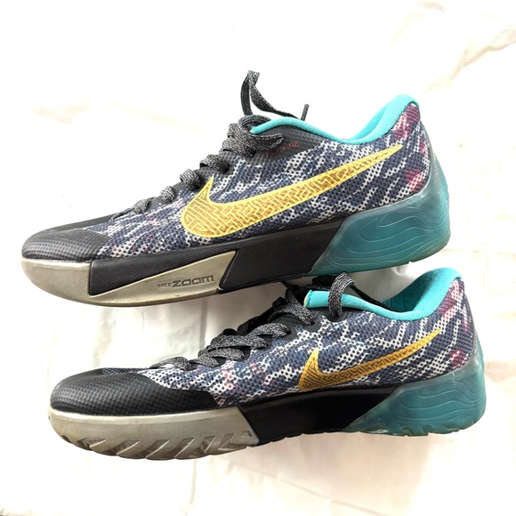 Nike Sneakers KD Trey 5 II China Black with Teal and Gold Accents SZ 8 Worn 1X - Picture 3 of 13